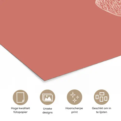 Minimalistisch - Illustratie - Aardbei - Tak poster papier klein -closeup_NL