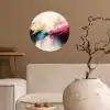 Dynamisch - Abstract - Kleurrijk - Zwart Wandcirkel behangsticker klein -sfeer1