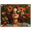 Vrouwen - Bloemen - Modern - Bril - Abstract tuinposter los doek klein -3d