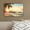 Strand - Palmbomen - Oceaan - Zonsondergang canvas 2cm klein -sfeer3