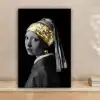 Meisje met de parel - Johannes Vermeer - Goud canvas 2cm klein -sfeer1