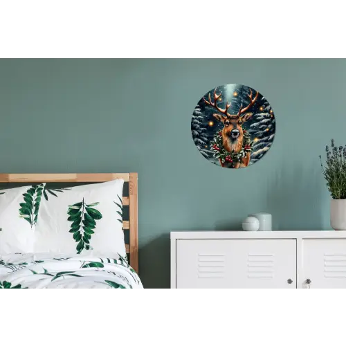 Kerst - Magie - Bos - Kleurrijk Wandcirkel aluminium klein -slaapkamer