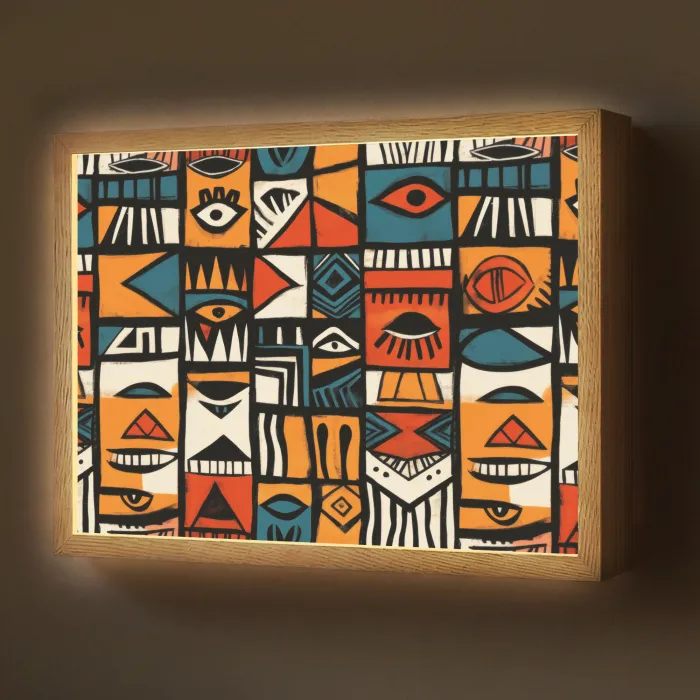 Abstract - Gezichten - Mozaïek Light Box met batterij (Wandlamp) middel -z3d_website