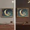 Moskee - Halve maan - Goud - Ramadan - Islamitische Light Box met batterij (Wandlamp) middel -sfeer3