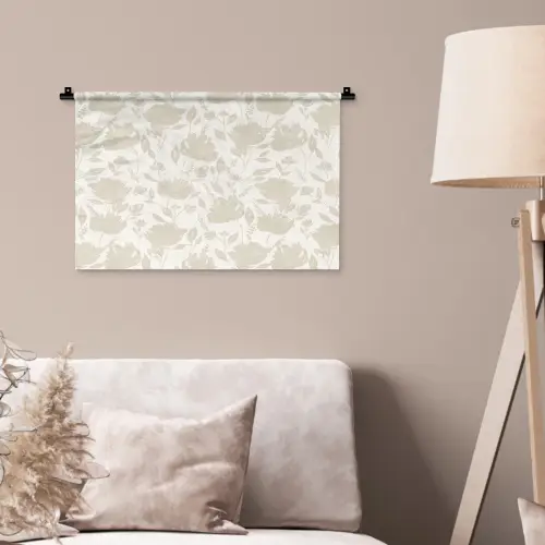 Bloemenpatroon - Silhouet - Wit Wandkleed katoen klein 269 -sfeer4