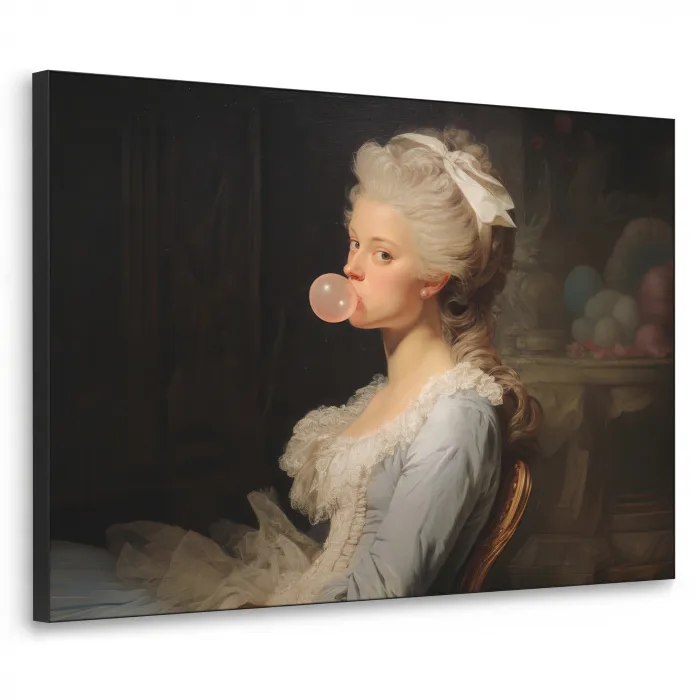Vrouw - Barokjurk - Kauwgom Textielframe zwart klein -3d