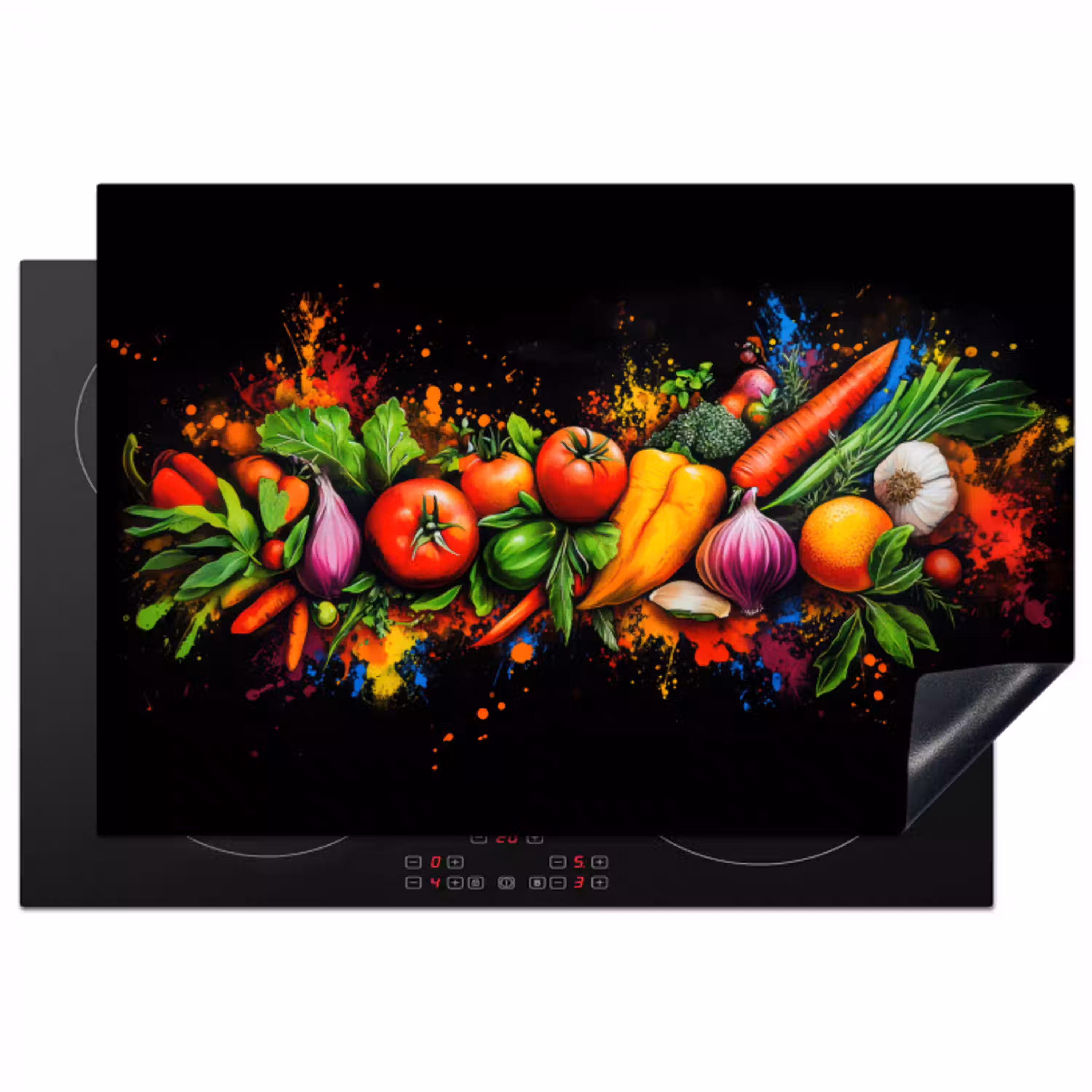 Groente - Eten - Kruiden - Graffiti - Koken Inductie beschermer vinyl 3mm klein -3d