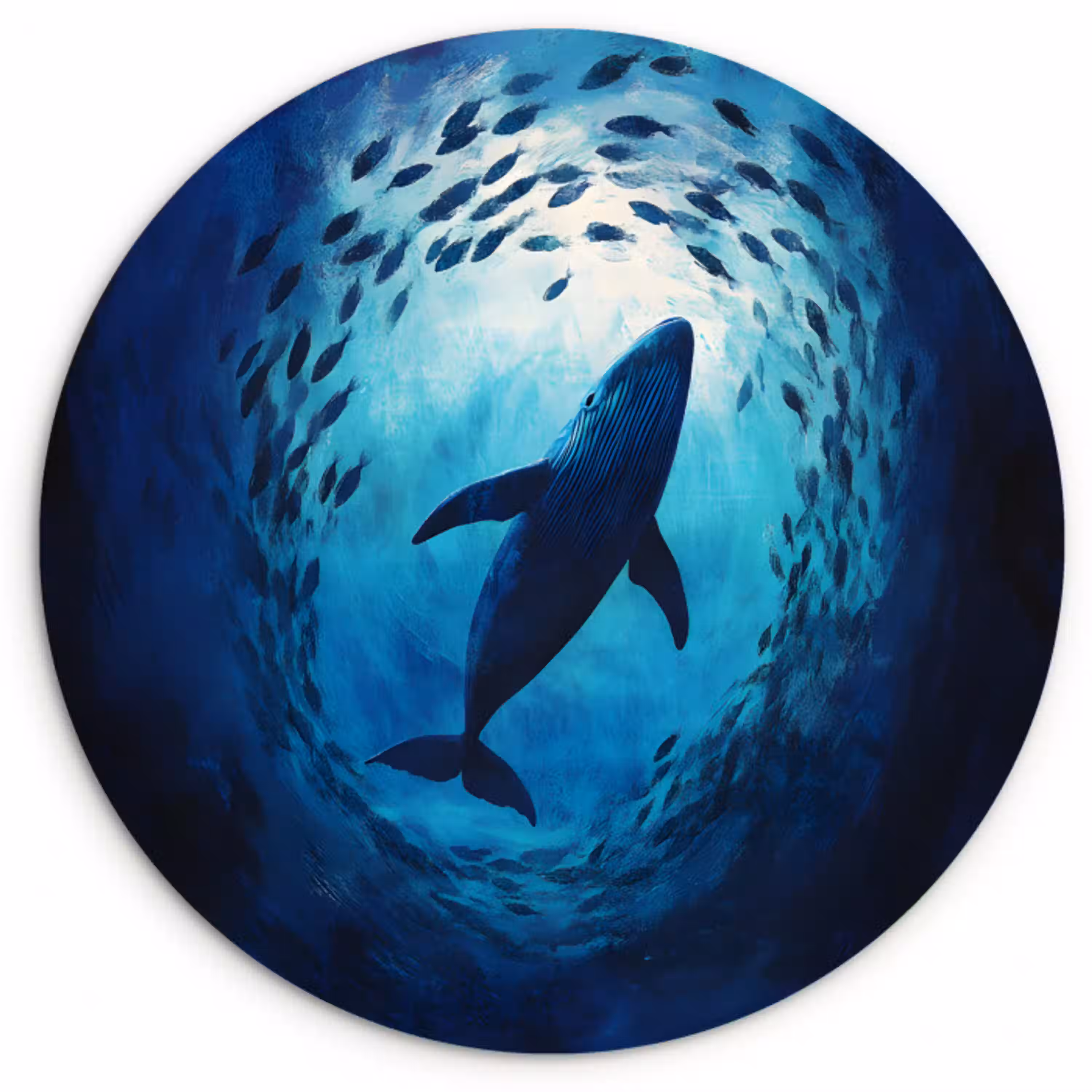 Walvis - Vissen - Donkerblauw Wandcirkel plexiglas klein -3d