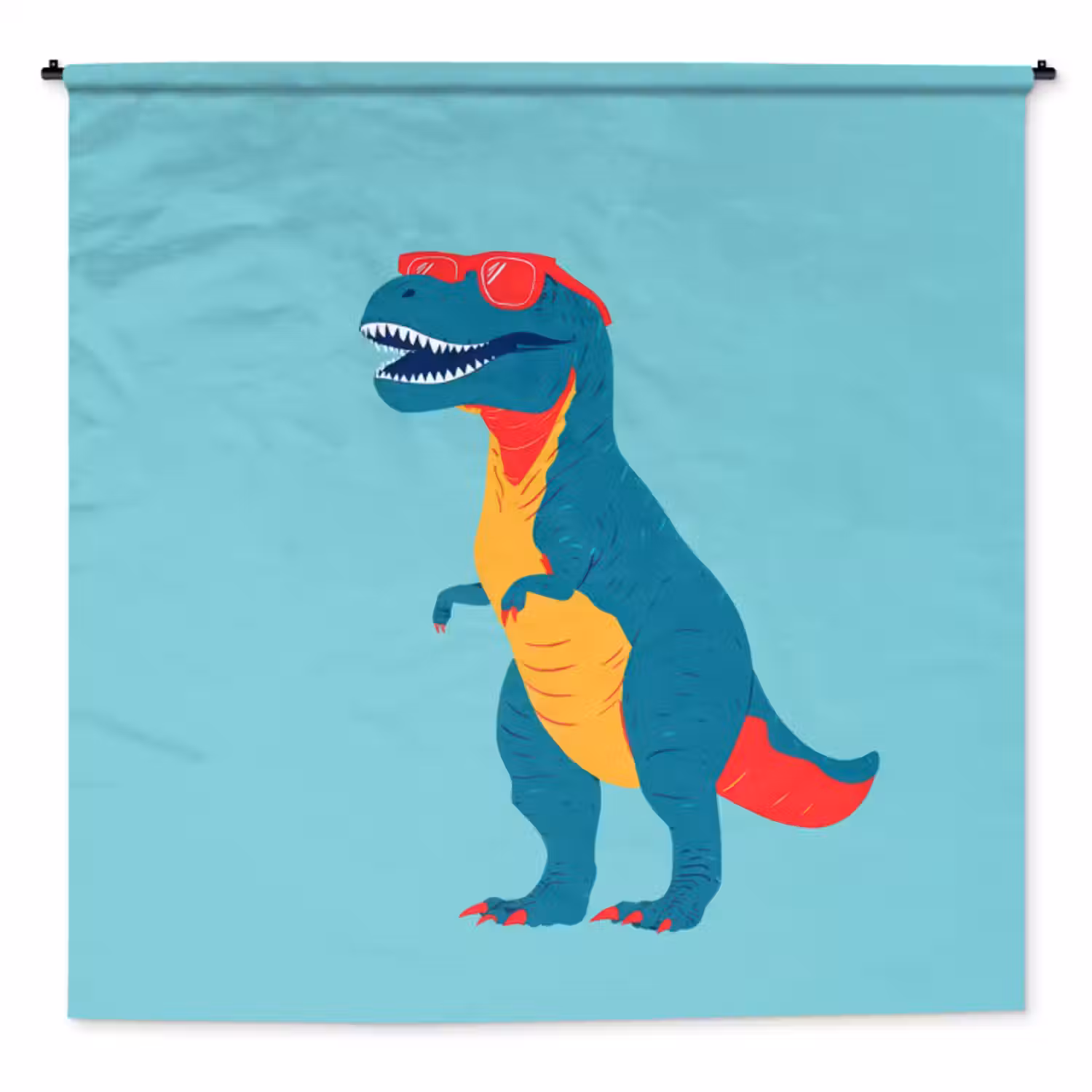 Wandkleed - Dinosaurus - Blauw - Zonnebril