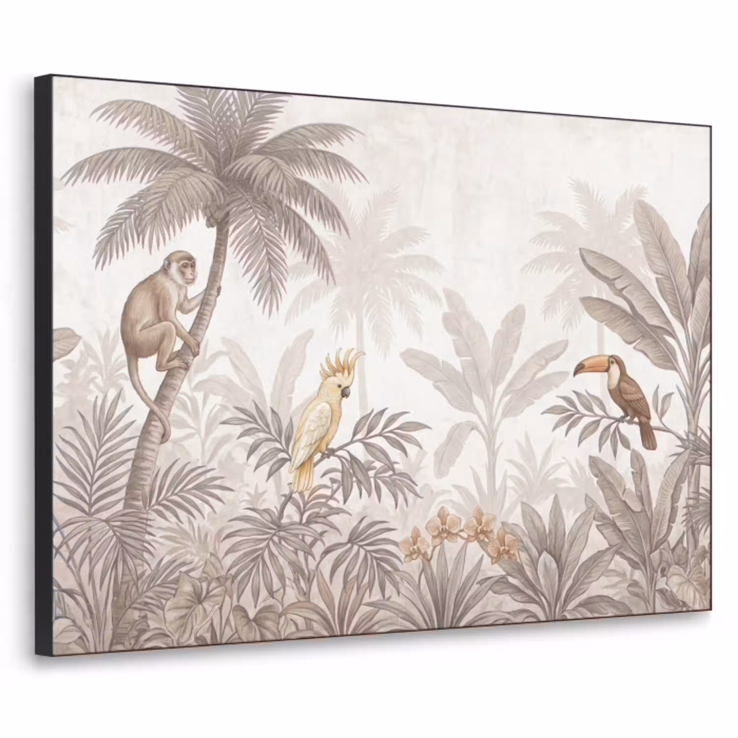 Jungle - Dieren - Palmbomen Textielframe zwart klein -3d