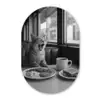 Kat - Koffie - Brood - Zwart Wandcirkel Ovaal Forex klein -3d