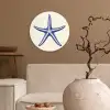 Blauwe zeester - Minimalistisch - Beige Wandcirkel kunststof plaat 5mm dik klein -sfeer1