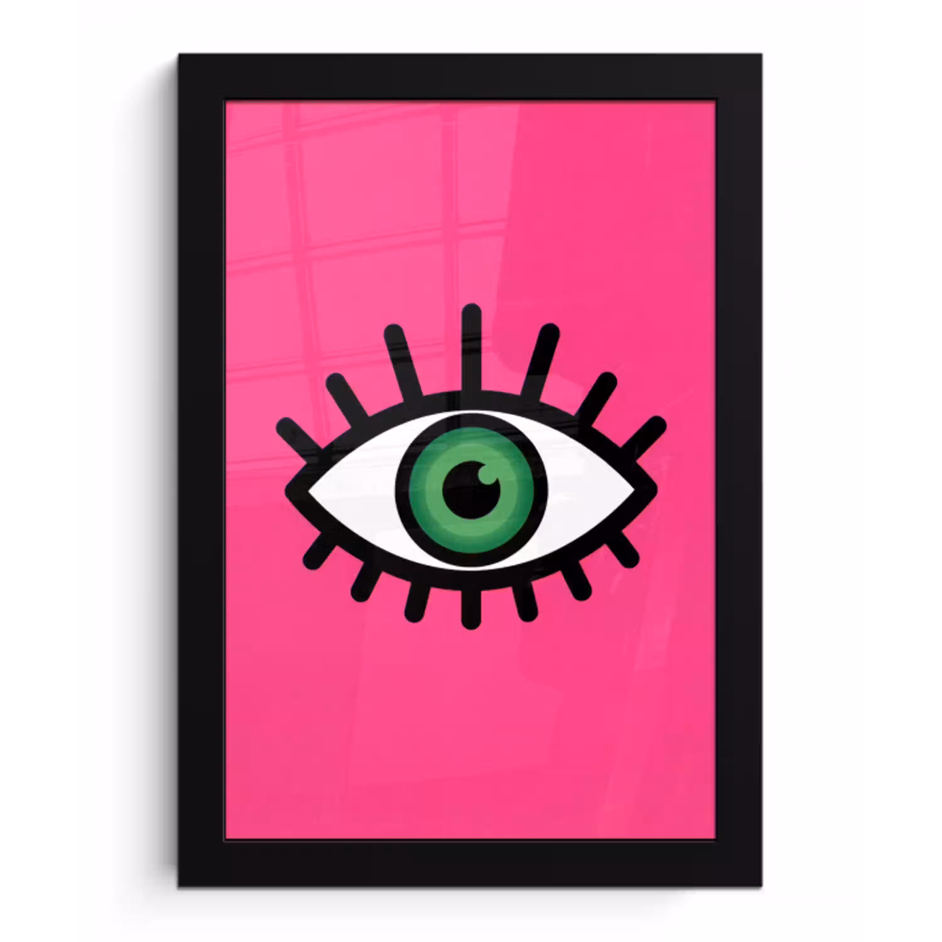 Minimalistisch - Oog - Roze fotolijst zwart zonder passe partout klein -3d