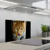 Luipaard - Dieren - Portret - Wilde dieren - Zwart keuken achterwand spatscherm klein -3d_schuin