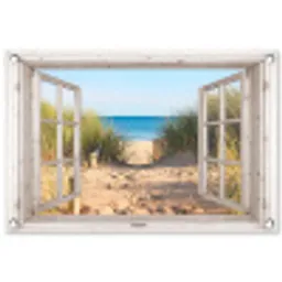 Uitzicht op Strandpad tussen duinen tuinposter los doek klein -3d