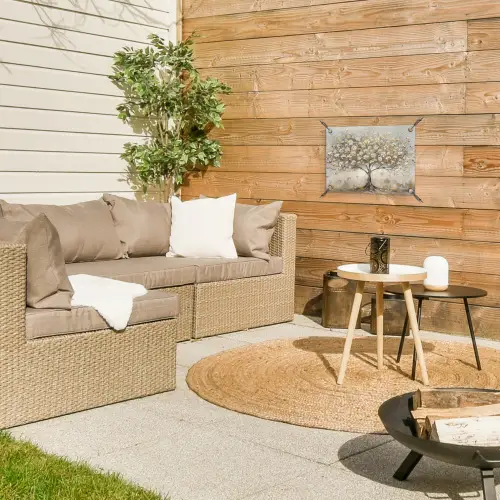 Boom - Beige - Goud - Verflook - Grijs tuinposter los doek klein -sfeer4