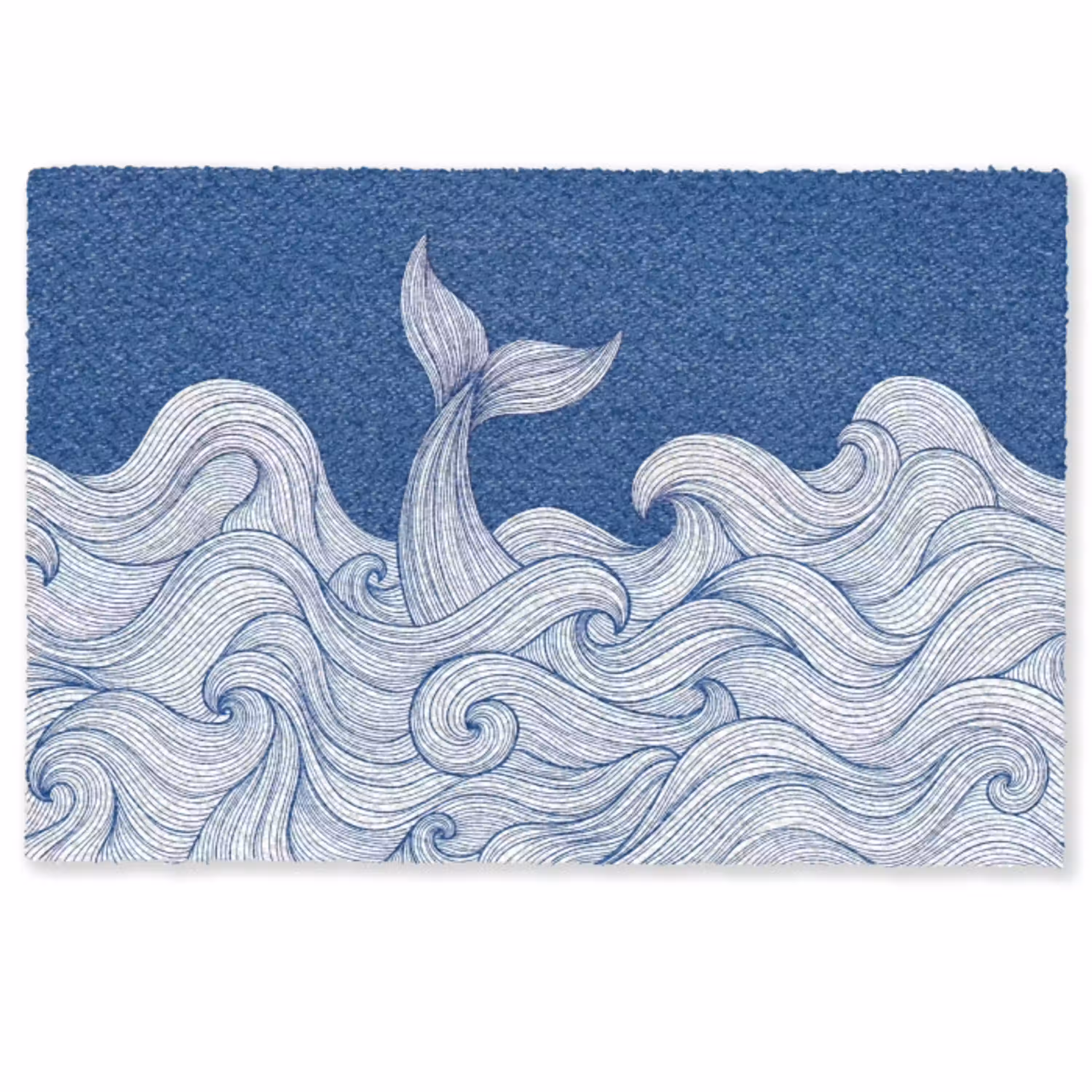 Walvis - Staart - Golven - Lijntekening - Blauw Deurmat klein -zkaufland3d