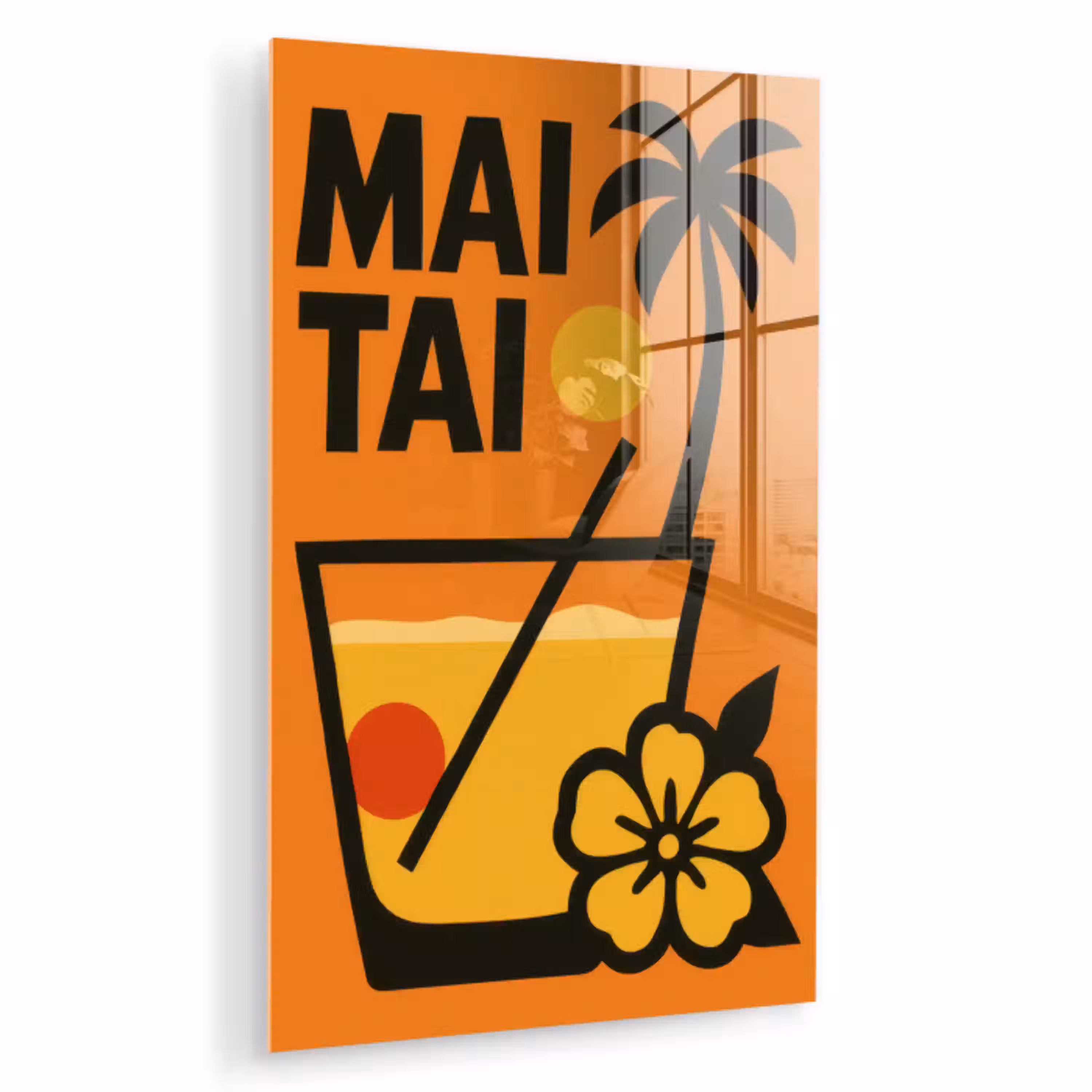 Palmboom - Bloem - Art - Drink plexiglas 5mm klein -zzzproduct_nieuw