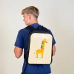 Giraffe - Dier - Kleurrijk Rugzak - Zwart middel -sfeer8