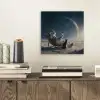 Maan - Kat - Astronaut - Ruimte aluminium wit klein -sfeer1