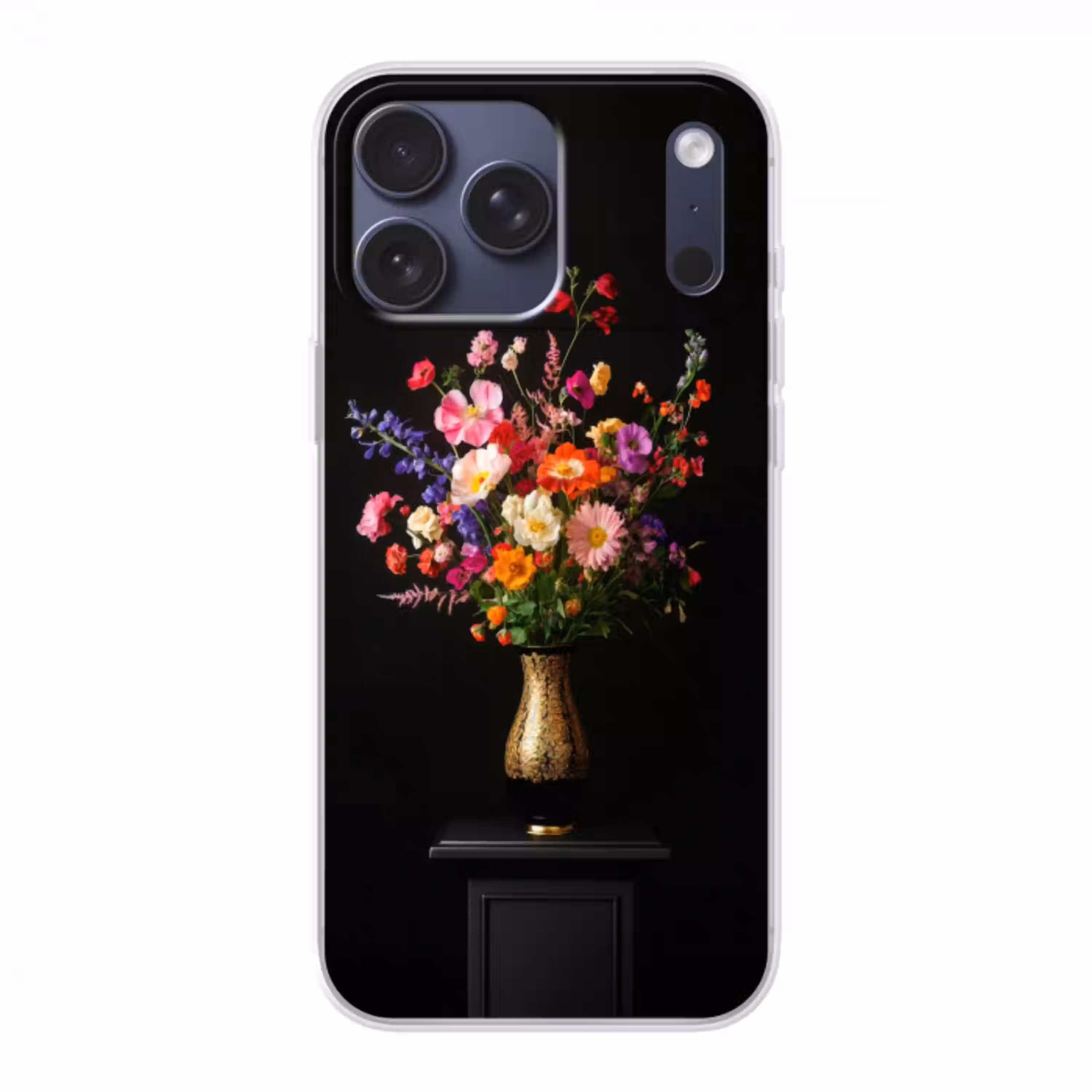 Kleurrijk - Boeket - Vaas - Goud Telefoonhoesje iPhone 17 Pro Max klein -3d
