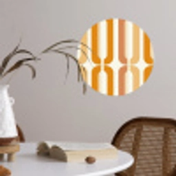 U-vorm - Retro - Oranje Wandcirkel behangsticker klein 186 -sfeer3