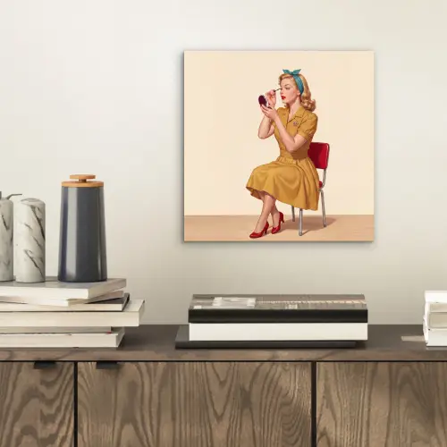 Illustratie - Mascara - Vrouw - Geel aluminium wit klein -sfeer1