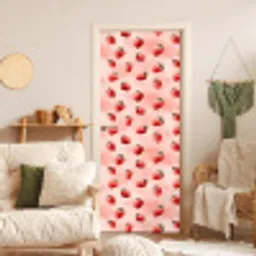 Aardbei - Patroon - Roze deurposter klein 289 -sfeer2