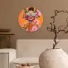 Vlinders - Vrouw - Zonnebril - Kleurrijk Wandcirkel plexiglas klein -sfeer1