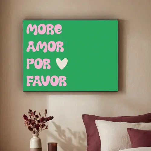 Amor - Valentijn - Groen - Tekst Textielframe zwart klein -sfeer1