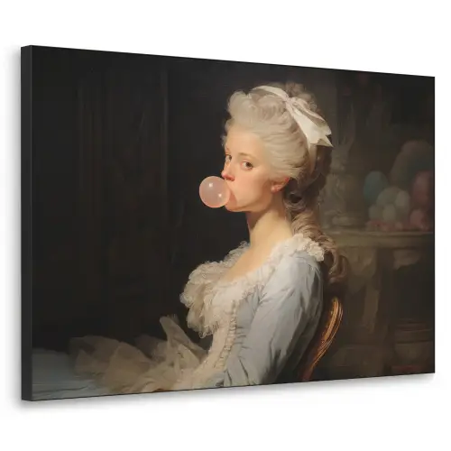 Vrouw - Barokjurk - Kauwgom Textielframe zwart klein -3d
