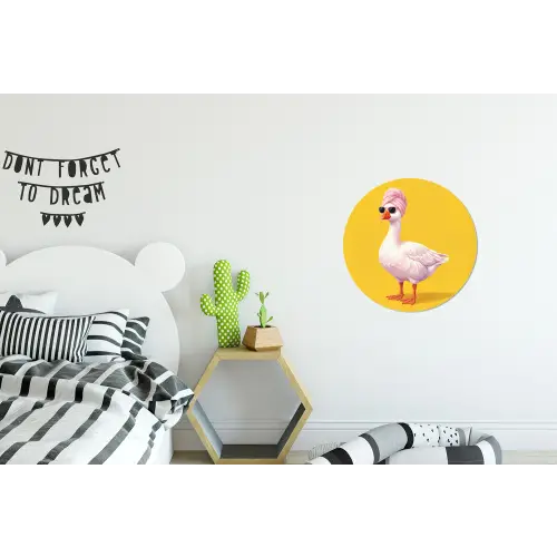 Eend - Zonnebril - Geel Wandcirkel aluminium klein -kinderkamer