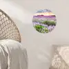 Lavendel - Bloemen - Zonsondergang - Paars - Weide Wandcirkel behangsticker klein -sfeer4