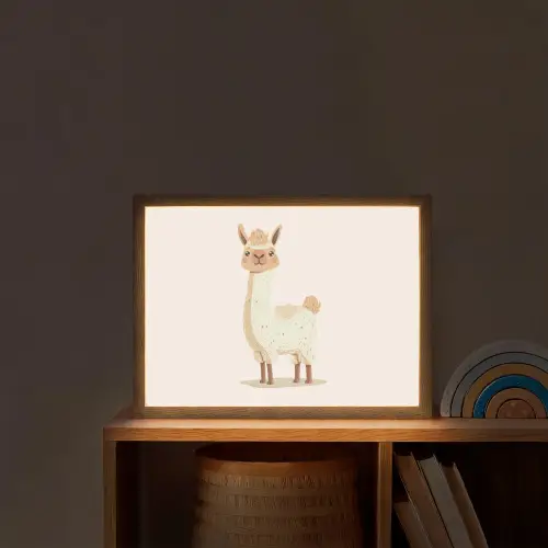 Lama - Dieren - Boerderij - Pastel Light Box met batterij (Wandlamp kind) middel -sfeer1_kind