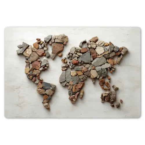 Wereldkaart - Stenen - Wit Placemat vinyl groot -zzsfeer1_Kitchenyeah-website