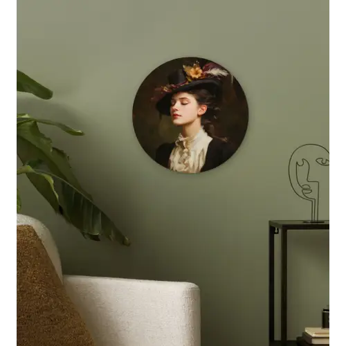 Vrouw - Victoriaans - Portret Wandcirkel kunststof plaat 5mm dik klein -sfeer3