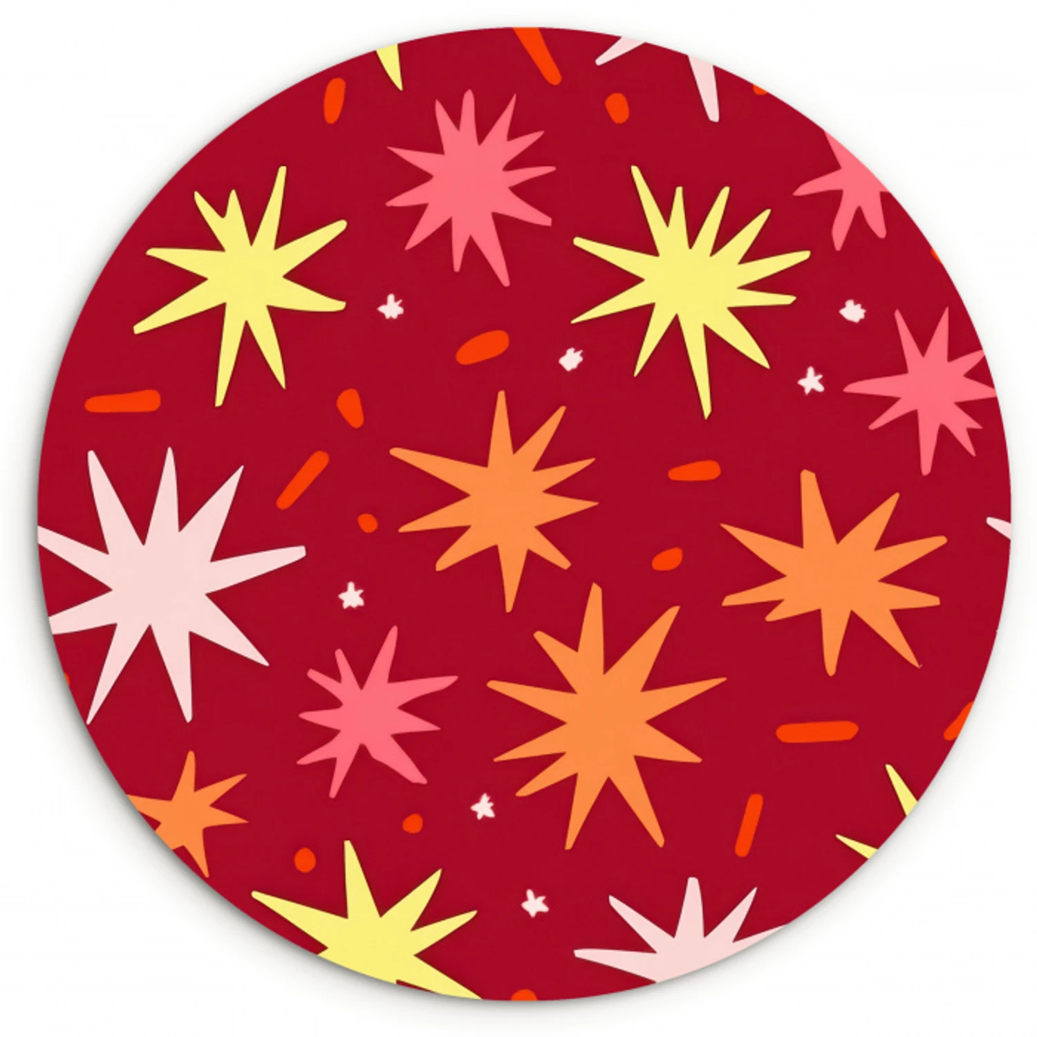 Sterren - Speels - Rood Wandcirkel kunststof plaat 5mm dik klein 188 -3d
