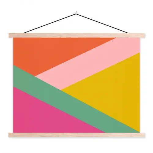 Driehoeken - Kleurrijk - Abstract textielposter latten blank klein -3d