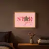 Star girl - Roze - Panter - Ster Light Box met batterij (Wandlamp) middel -sfeer4