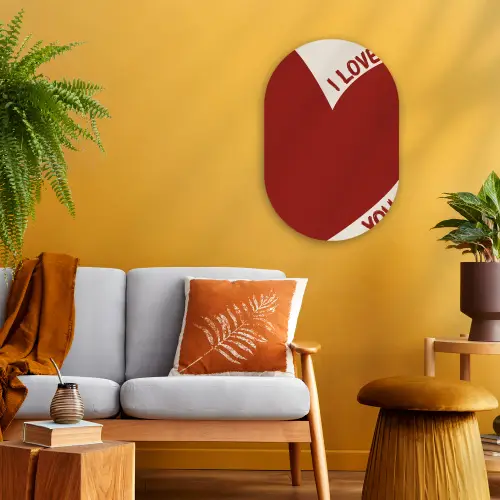 Loveyou - Rood - Hart Wandcirkel Ovaal Forex klein -sfeer4
