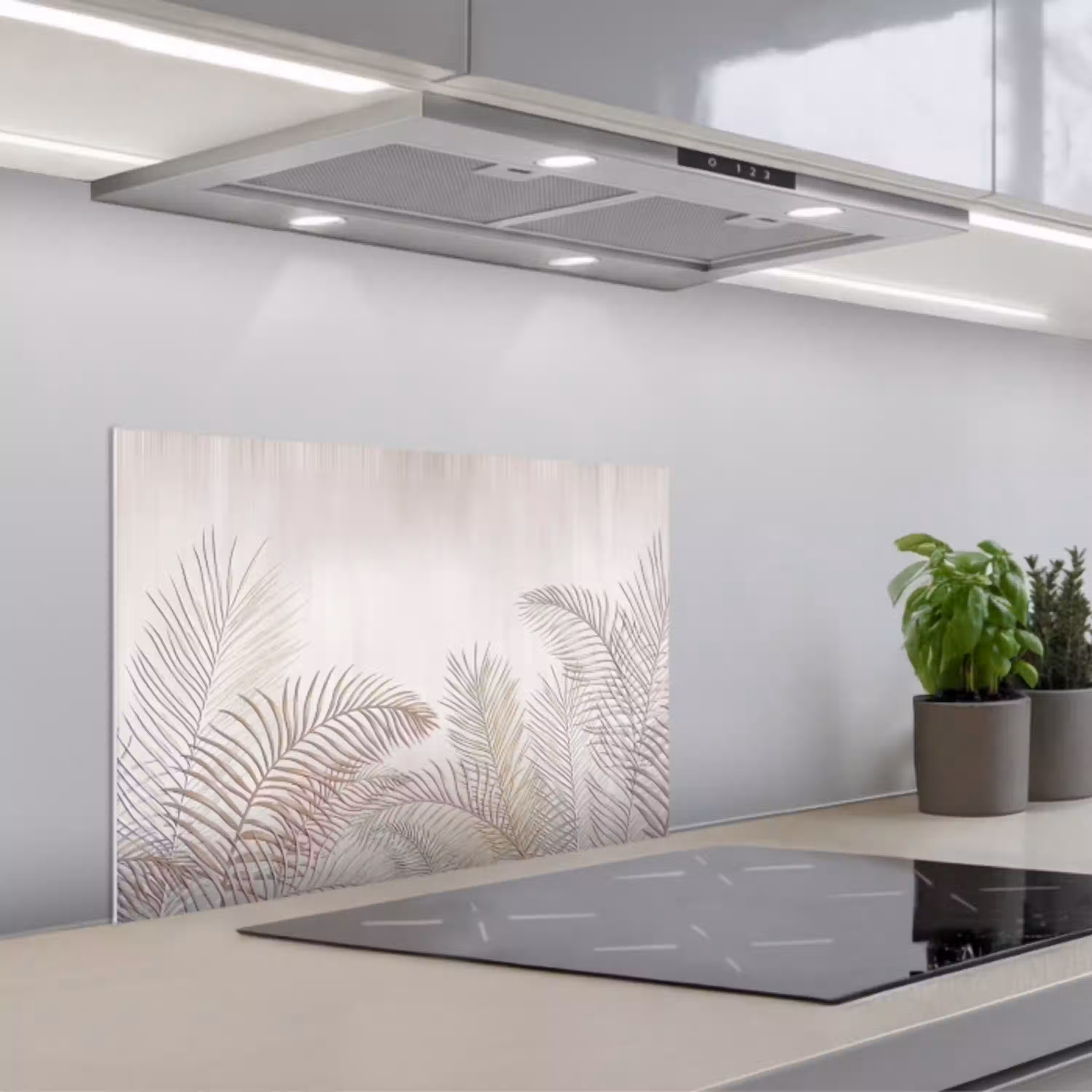 Bladeren - Beige - Botanisch - Vintage keuken achterwand spatscherm klein -3d_schuin