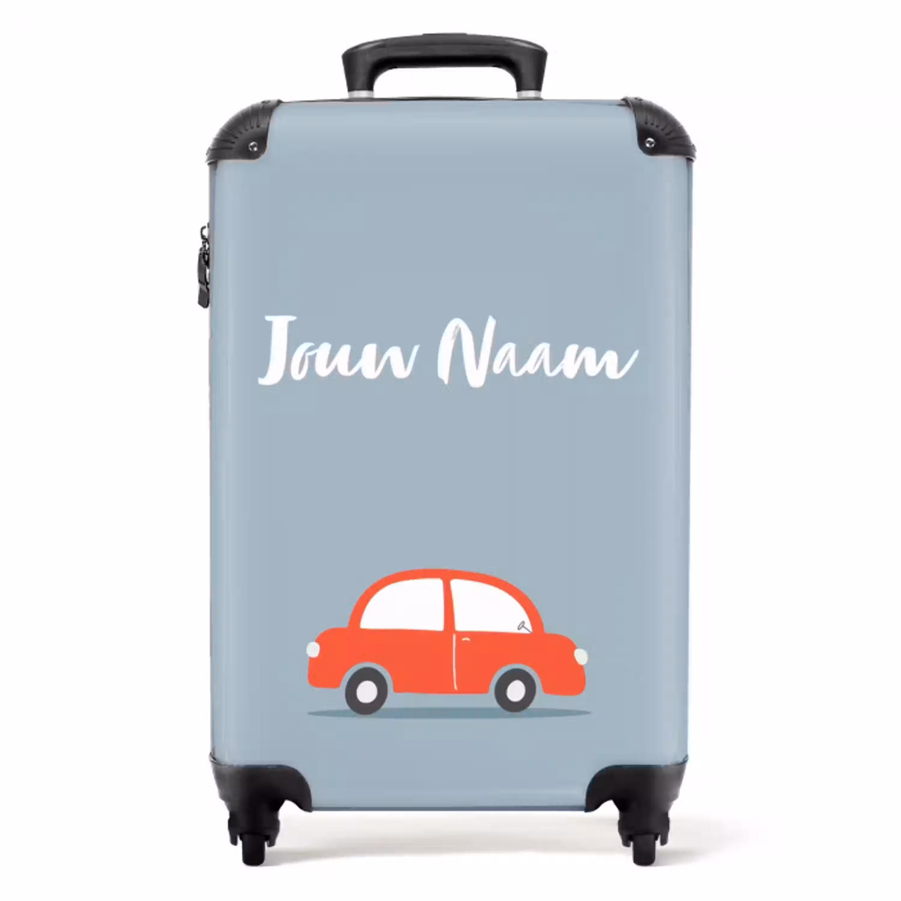 Rode auto blauwe achtergrond NBS - Handbagage koffer - Kinderen Unisex middel -productfoto_recht