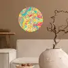 Geel - Roze - Blauw - Retro Wandcirkel behangsticker klein -sfeer1