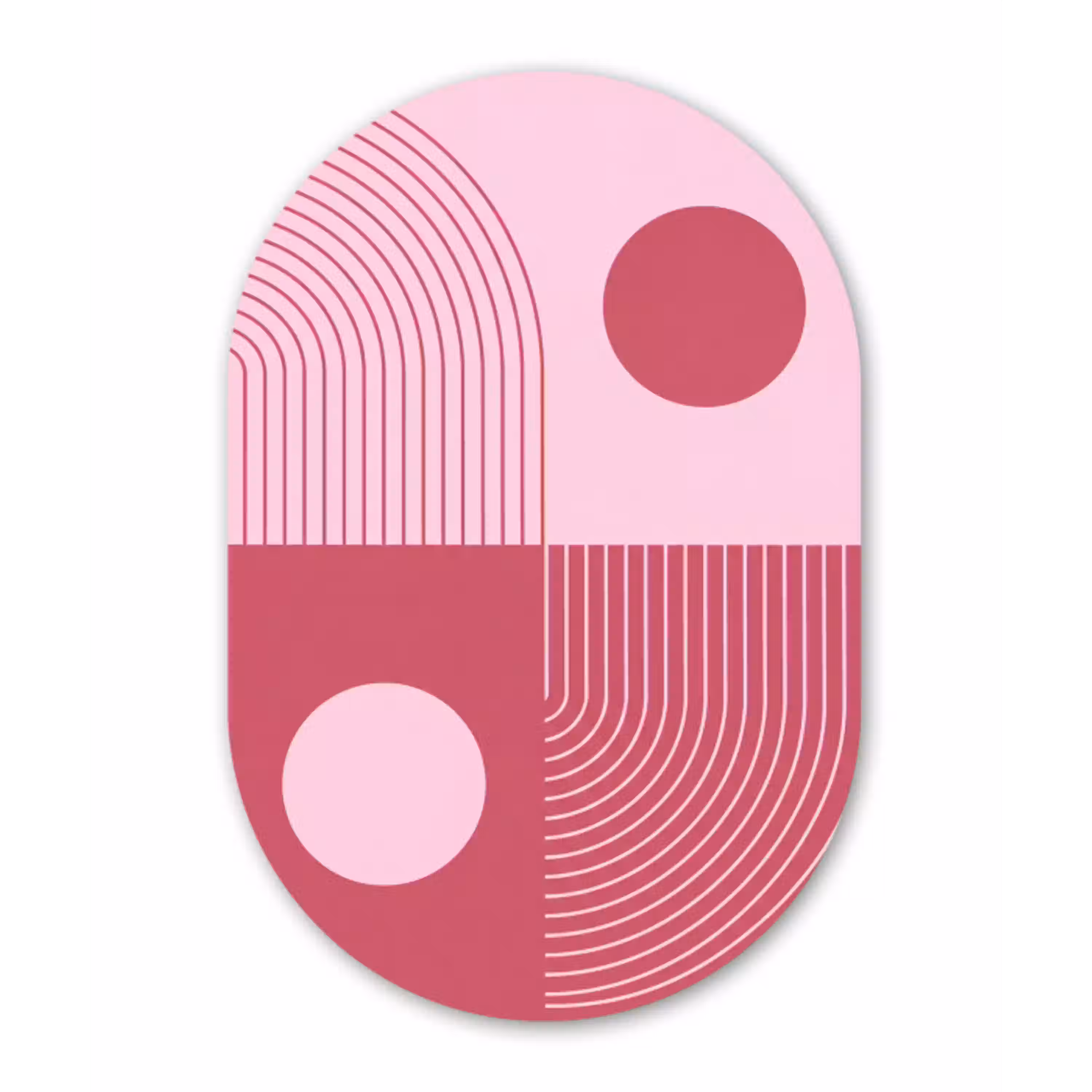 Geometrie - Patroon - Abstract - Roze - Modern Wandcirkel Ovaal Aluminium middel -3d