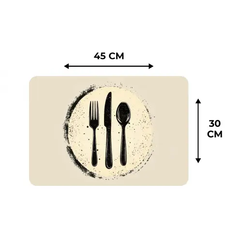 Zwart - Bestek - Rondje Placemat vinyl groot -specs