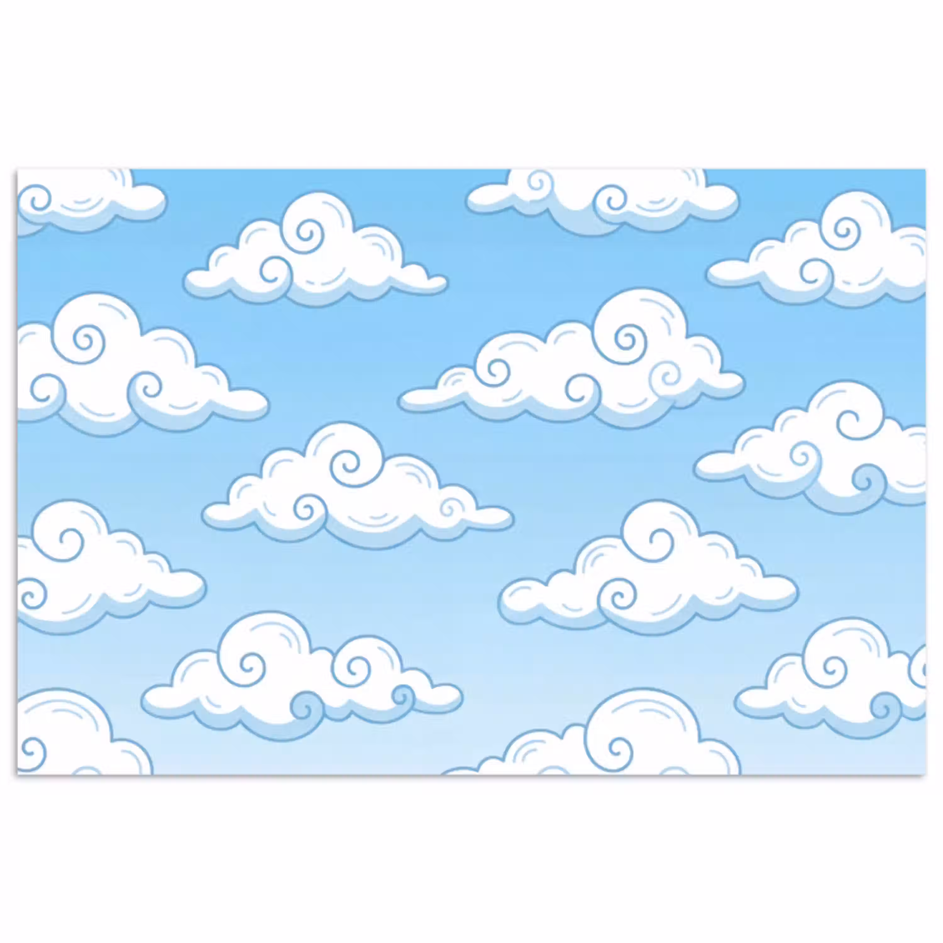Wolk - Lucht - Cartoon - Blauw - Wit poster papier klein -3d