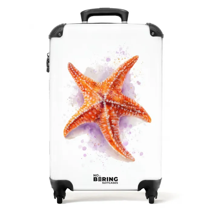 Oranje zeester op een witte achtergrond NBS - Handbagage koffer - Kinderen Unisex middel -productfoto_recht