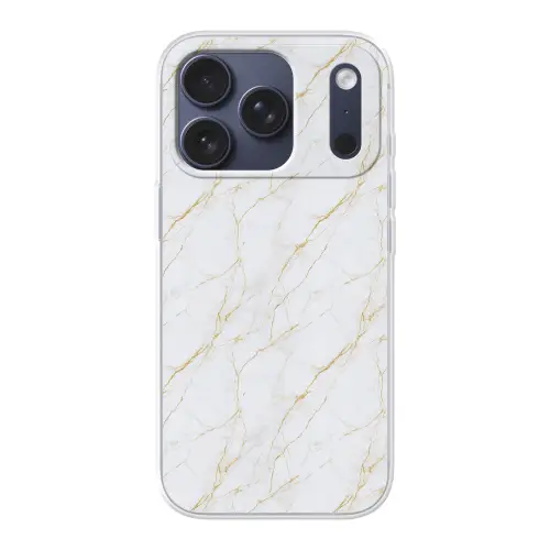 Wit - Marmer - Goud - Luxueus Telefoonhoesje iPhone 17 Pro klein 878 -3d