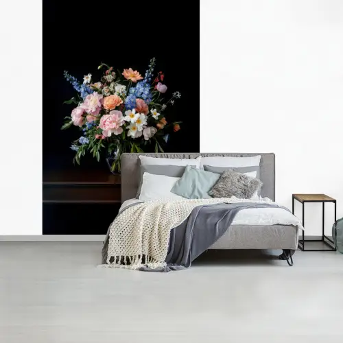 Pastel - Bloemen - Glazen - Vaas fotobehang vinyl groot -slaapkamer