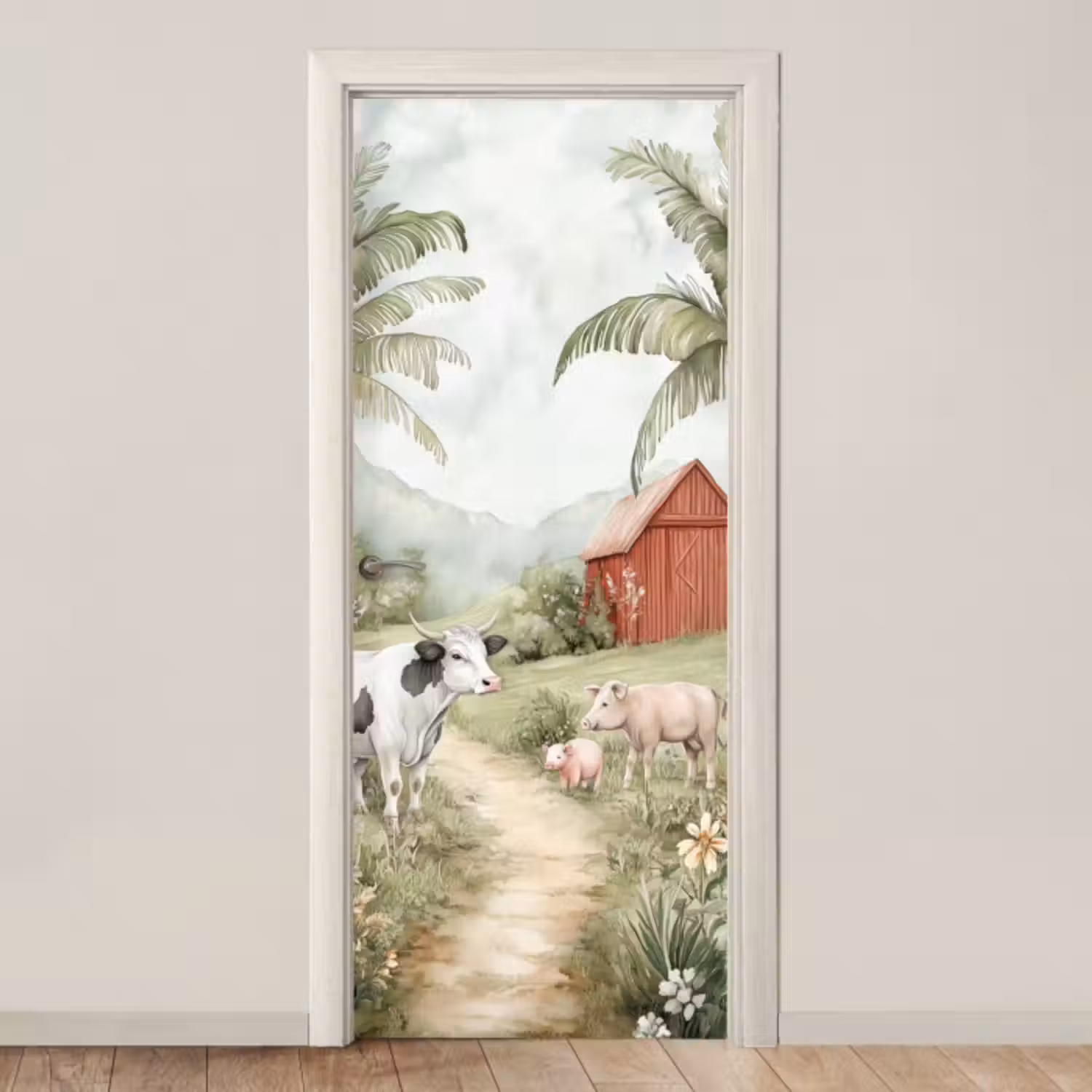 Deursticker - Boerderij - Dieren - Koe - Varken - Natuur